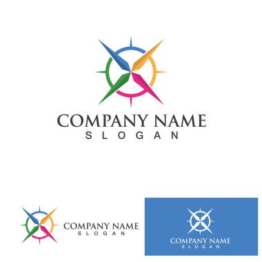 compas simgesi. Compas-vektör compas işaret sembolünün düz illüstrasyonu.