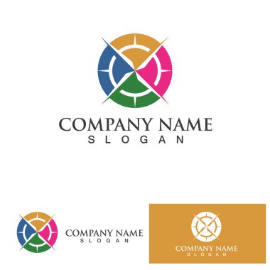 compas simgesi. Compas-vektör compas işaret sembolünün düz illüstrasyonu.