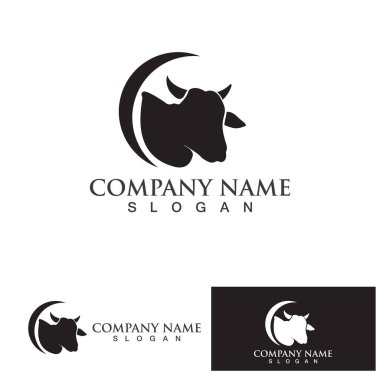 İnek baş sembolleri logo vektör templat