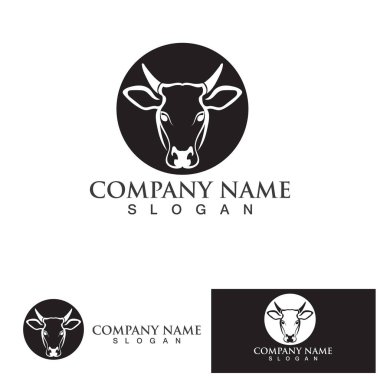 İnek baş sembolleri logo vektör templat