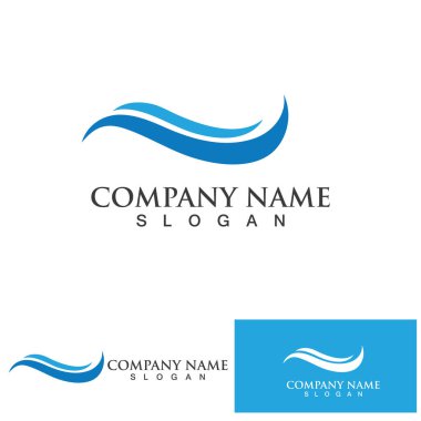 Su dalgası ve güneş ikonu vektör çizim logosu