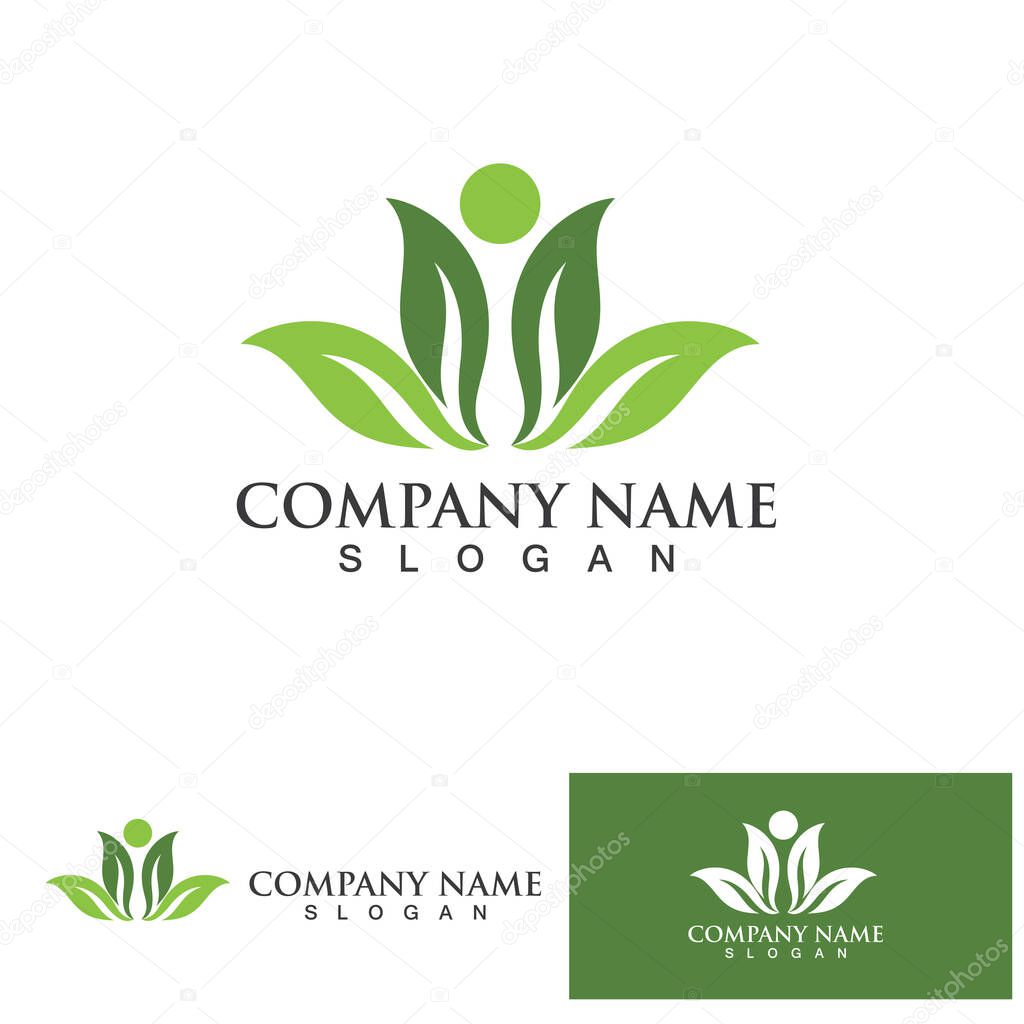 Green  leaf ecology Logo nature element vector