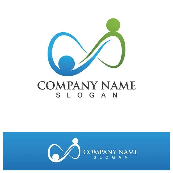 Infinity People Family Care Logo Design Vector —  Vetores de Stock