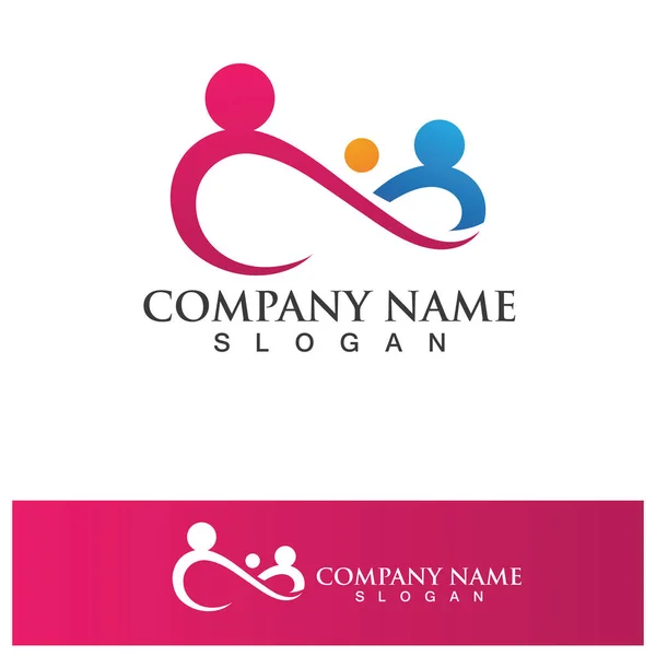Infinity People Family Care Logo Design Vector — Stock Vector
