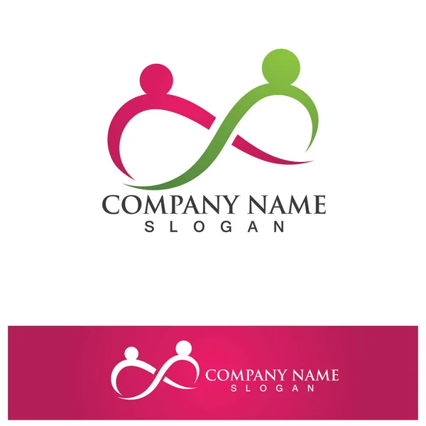 Infinity People Family Care Logo Design Vector —  Vetores de Stock