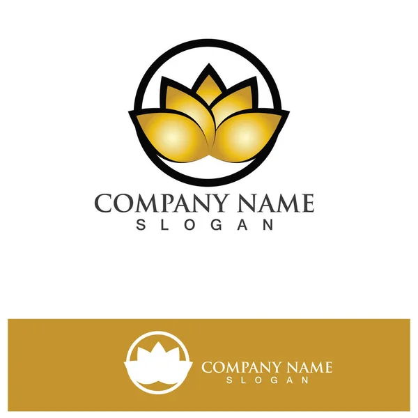 Golden Lotus Flower Logo Vector Design Template Lotus Icon Dark — Stock Vector