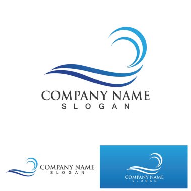 İzole edilmiş yuvarlak logo. Mavi renk logoti. Akan su görüntüsü. Deniz, okyanus, nehir yüzeyi.