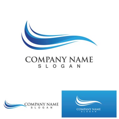 İzole edilmiş yuvarlak logo. Mavi renk logoti. Akan su görüntüsü. Deniz, okyanus, nehir yüzeyi.