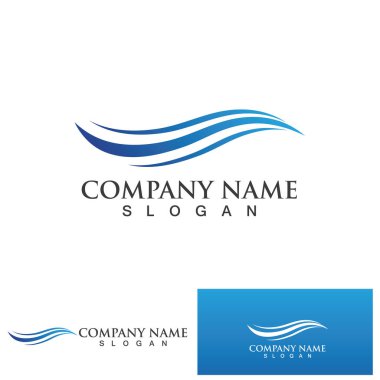 İzole edilmiş yuvarlak logo. Mavi renk logoti. Akan su görüntüsü. Deniz, okyanus, nehir yüzeyi.
