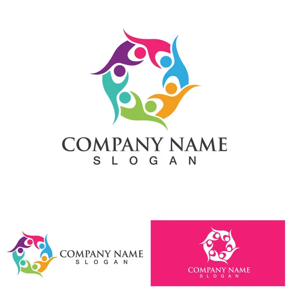 Templat Desain Logo Komunitas Untuk Tim Atau Groups Network Dan - Stok Vektor