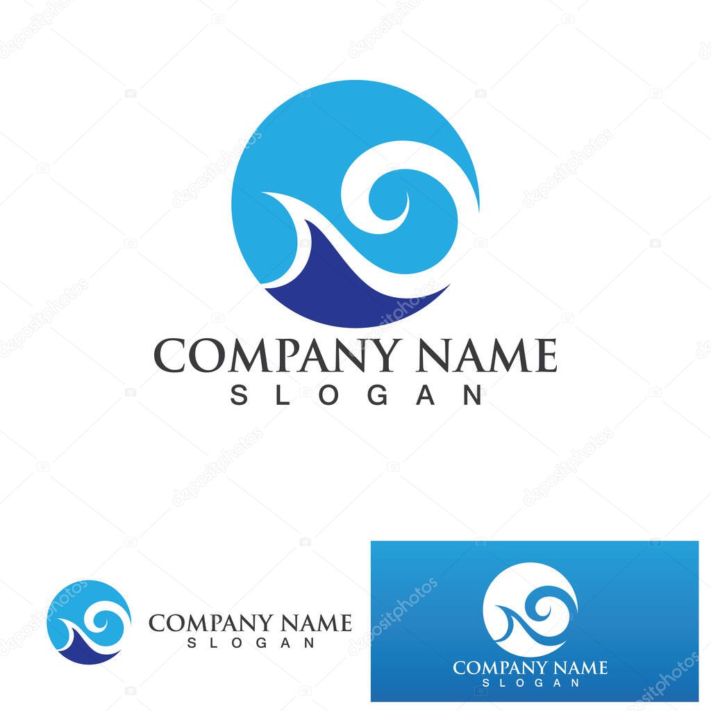 Water wave logo design template