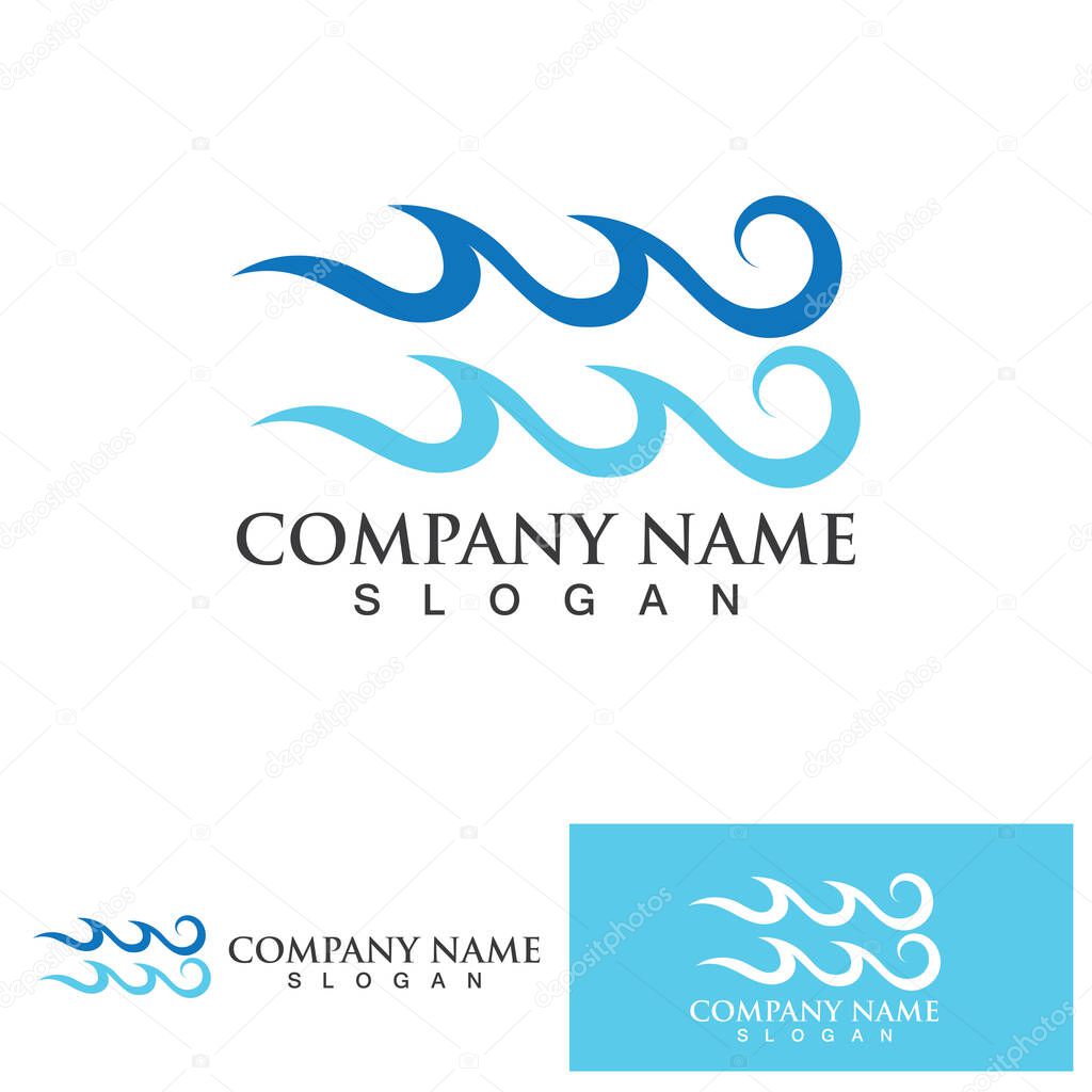 Water wave logo design template