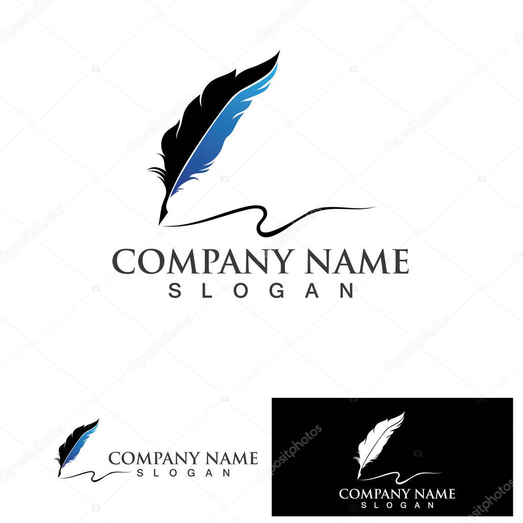 Feather law logo template-vector