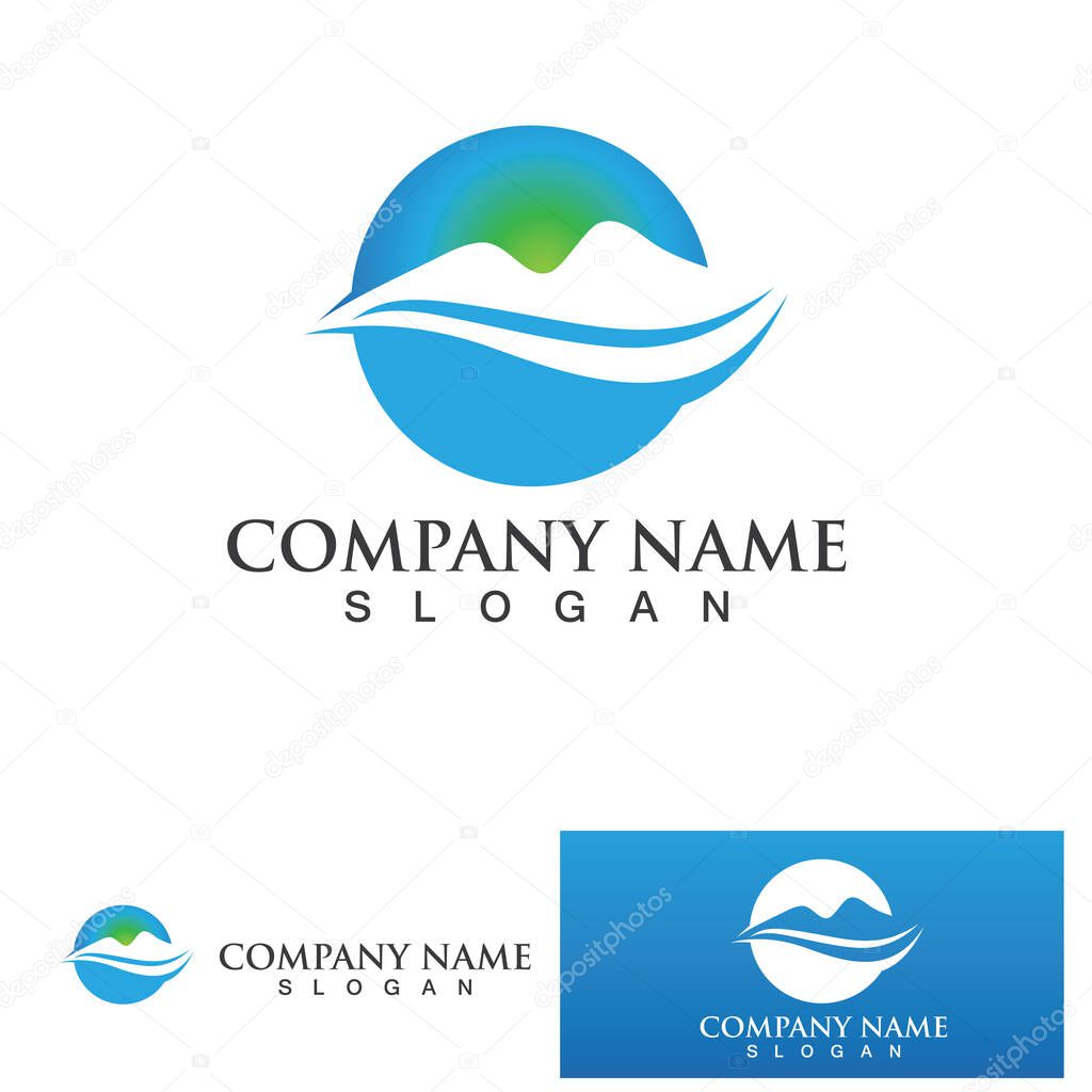 Landscape wave and Mountain icon Logo