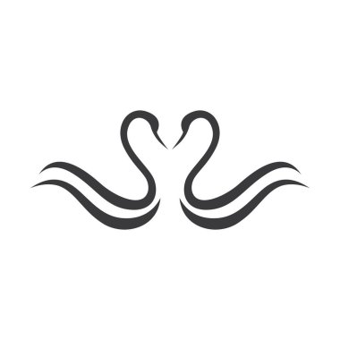 Kuğu Simgesi Şablon Vektörü İllüstrasyonu