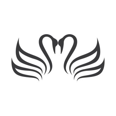 Kuğu Simgesi Şablon Vektörü İllüstrasyonu