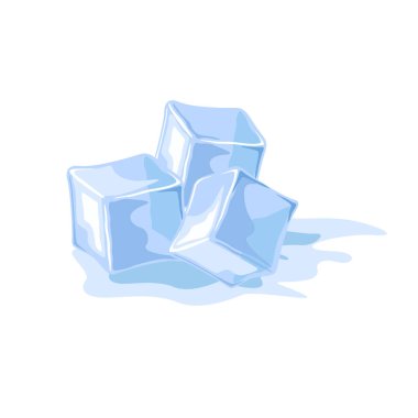 Gerçekçi buz küpleri koleksiyonu, vektör çizimi