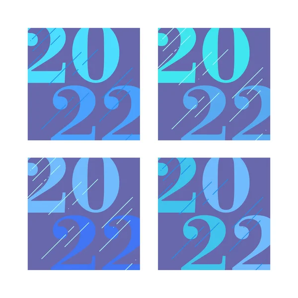 Boldog új évet koncepció 2022. Színes számok. Karácsonyi dekoráció és konfetti sötétkék háttérrel. Ünnepi üdvözlőkártya tervezés. Trendi szín 2022 — Stock Vector