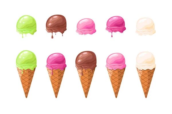 Κάντε Παγωτό Σχέδιό Σας Παγωτό Ένα Μπολ Διαφορετικά Γούστα Καλοκαίρι — Διανυσματικό Αρχείο