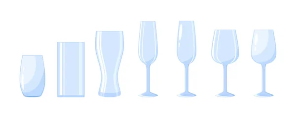 Große Vektorsammlung Von Handgezogenen Cocktailgläsern Für Verschiedene Getränke Vektor — Stockvektor