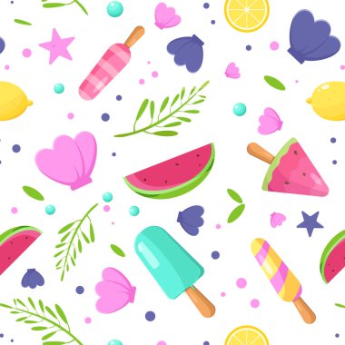 Karpuzlu, pürüzsüz bir arka plan. Çubukta karpuz. Vektör çizimi. Basit bir model. Yaz