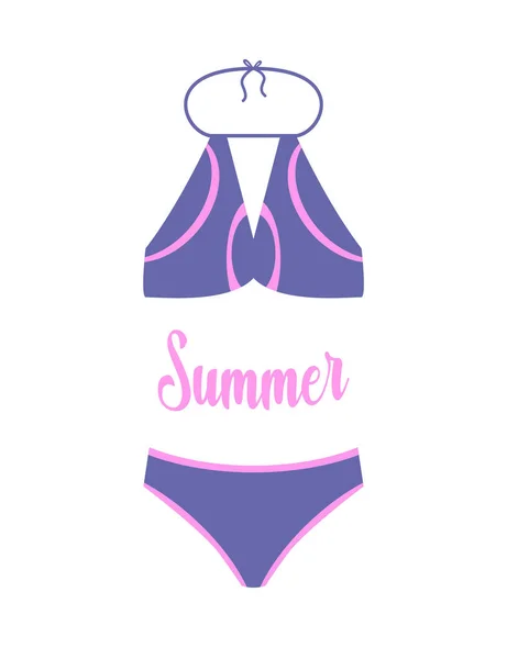 Summer Isolated Fashion Swimsuit Minimalistic Simplified Illustration Vector Swimsuit Beach — Stock Vector