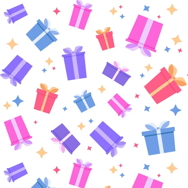 Seamless pattern with gift boxes. Christmas wrapping, packing. Vector