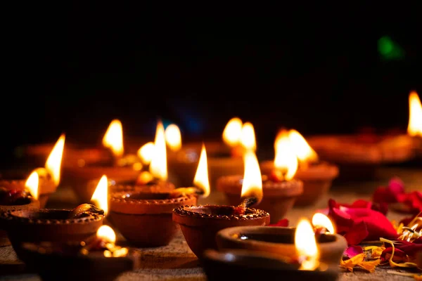 Diwali Światła Diyas Lamp Olejowych — Zdjęcie stockowe