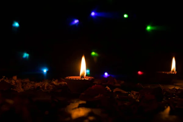 Diwali Lumières Avec Lampe Huile Diya — Photo