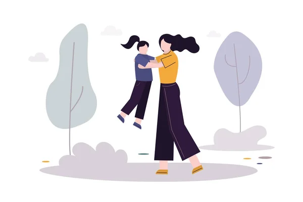 Día Las Madres Hermosa Mamá Pasa Tiempo Con Hija Concepto — Vector de stock