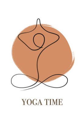 Minimalistic meditation logo. Woman sitting in lotus pose yoga. Simple illustrations. vector meditation logo. Continuous one line drawing. Vector yoga woman logotype in line style.Vector illustration