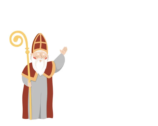 Santo Nicholas Atau Sinterklaas Yang Lucu Selamat Hari Saint Nicholas - Stok Vektor