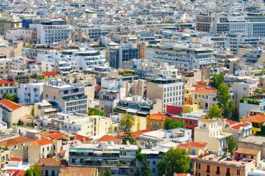 Akropolis tepesinden Atina, Yunanistan şehrine manzara.