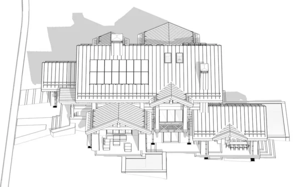 Рендеринг Современного Уютного Шале Бассейном Парковкой Продажи Аренды Огромные Деревянные — стоковое фото