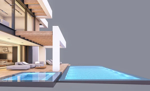 Representación Casa Acogedora Moderna Con Piscina Aparcamiento Venta Alquiler Estilo — Foto de Stock