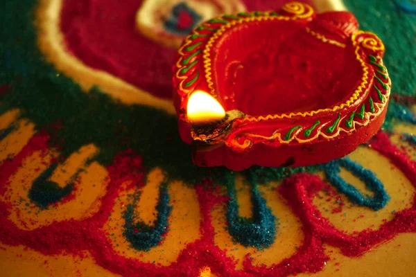 Clay Diya 램프는 Diwali Celebration 붙였다 디자인 인도의 축제인 Diwali — 스톡 사진
