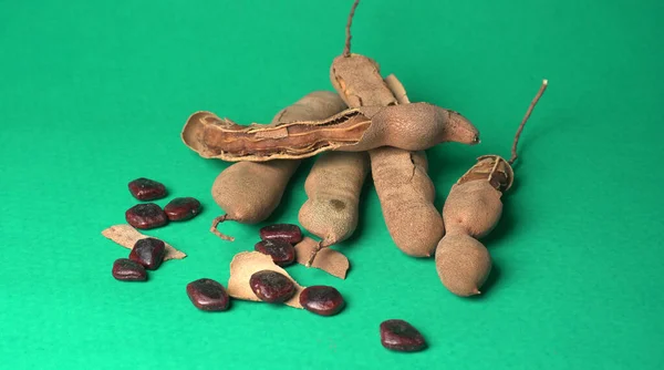 Dry green pigeon, the pigeon peas on green background, Toor Dal.