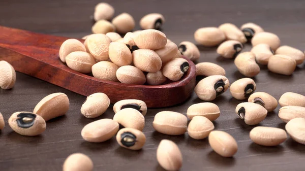 Uncooked Black Eyed Peas Wooden Spoon Health Food Concept — Stock Photo, Image