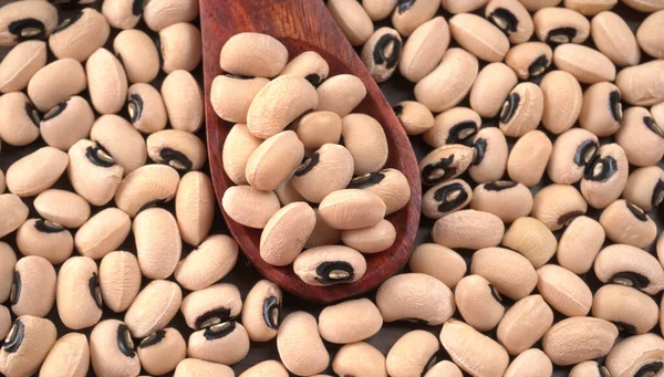 Guisantes Ojos Negros Crudos Con Cuchara Madera Concepto Alimentos Saludables —  Fotos de Stock