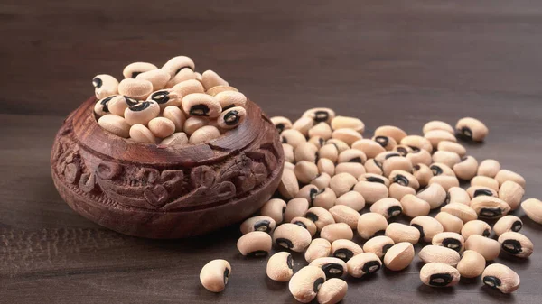 Bowl Uncooked Black Eyed Peas Health Food Concept — Stockfoto