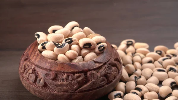 Bowl Uncooked Black Eyed Peas Health Food Concept — Stockfoto