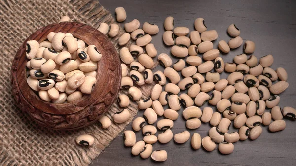 Bowl Uncooked Black Eyed Peas Health Food Concept — Stockfoto