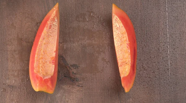 Top View Sliced Pumpkin Wooden Background — Foto Stock