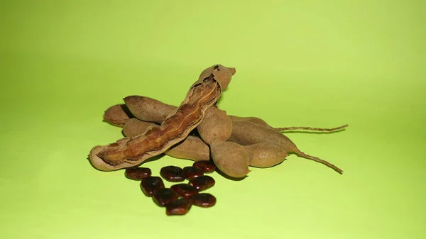 Dried Beans Bean Pods Green Background —  Fotos de Stock