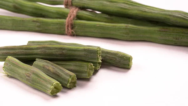 Moringa Closeup Shot Some Peeled Pieces Drumsticks Drumsticks Moringa Healthy — Stock Photo, Image