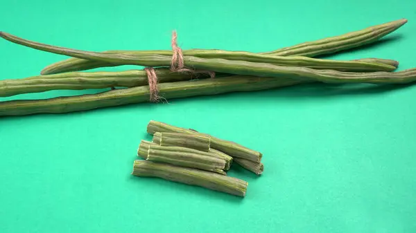 Moringa Closeup Shot Some Peeled Pieces Drumsticks Drumsticks Moringa Healthy — Stock Photo, Image