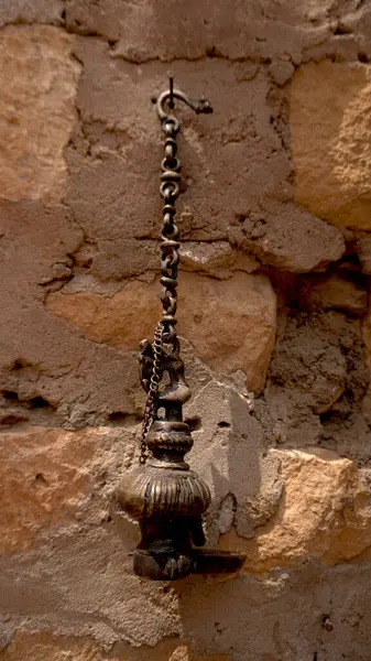 Lantern Stone Wall Old Indian Street — Stock Photo, Image