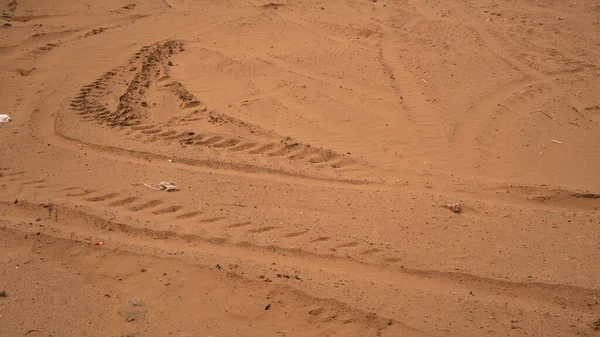 Dunes Sable Naturelles Avec Marques Pneus Voiture Jour — Photo