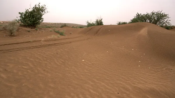 Dunas Areia Natural Com Marcas Pneus Carro Durante Dia — Fotografia de Stock