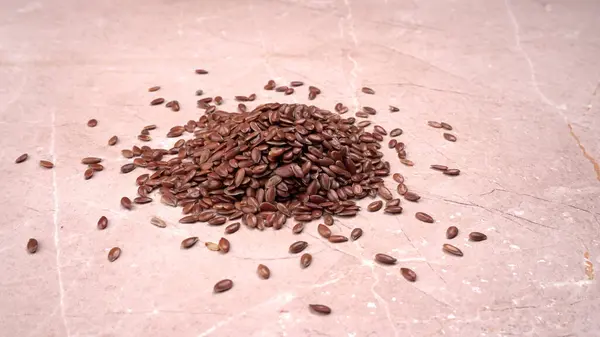 Άλμα Από Καφέ Λιναρόσπορους Λιναρόσπορους Ξύλινο Φόντο Διατροφή Υγιεινή Διατροφή — Φωτογραφία Αρχείου